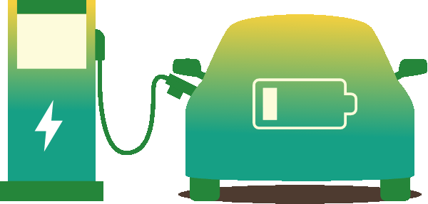 車を充電するイラスト